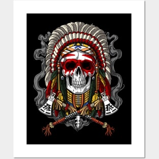 Native American Chief Skull Posters and Art